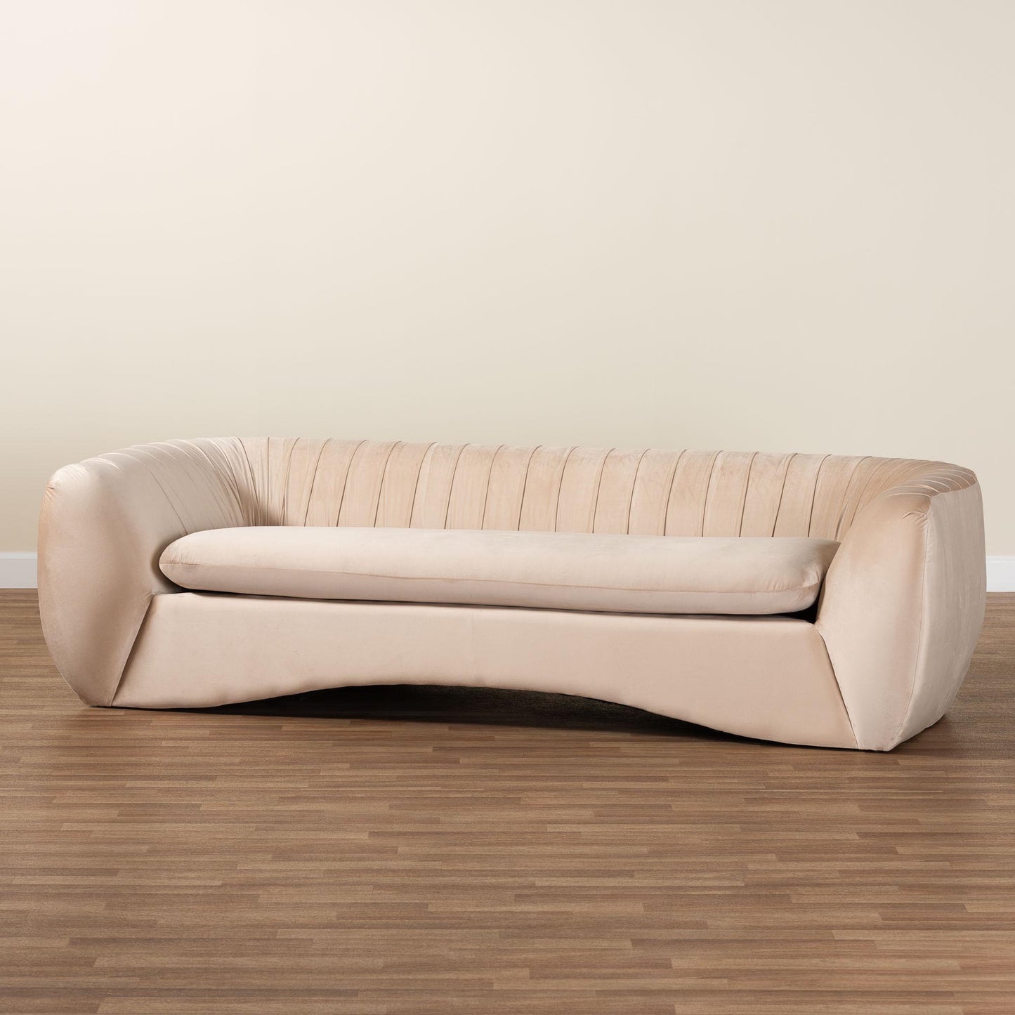 Baxton Studio Adanna Glam and Luxe Champagne Beige Velvet Fabric Sofa | Sofas | Modishstore - 2