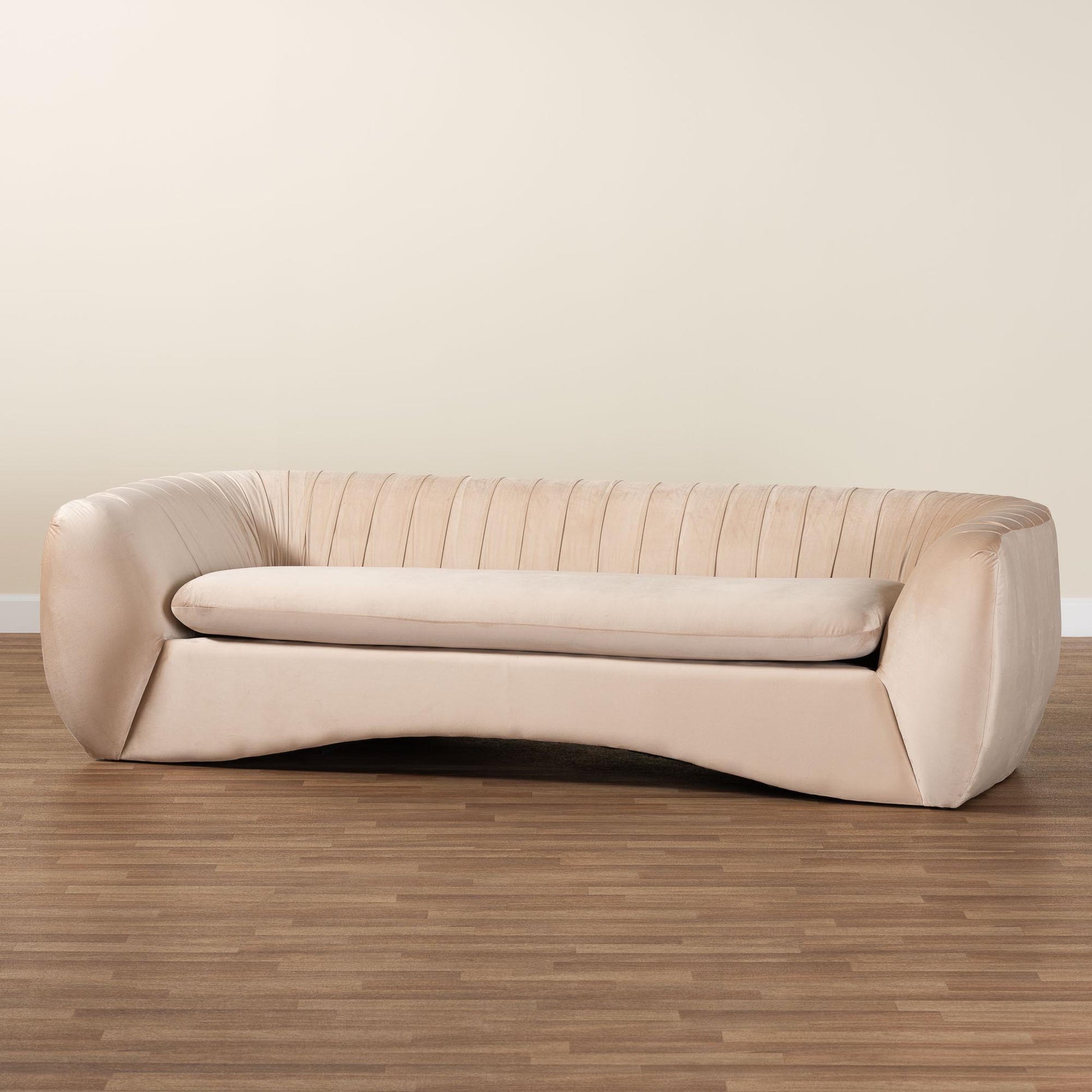 Baxton Studio Adanna Glam and Luxe Champagne Beige Velvet Fabric Sofa | Sofas | Modishstore - 2