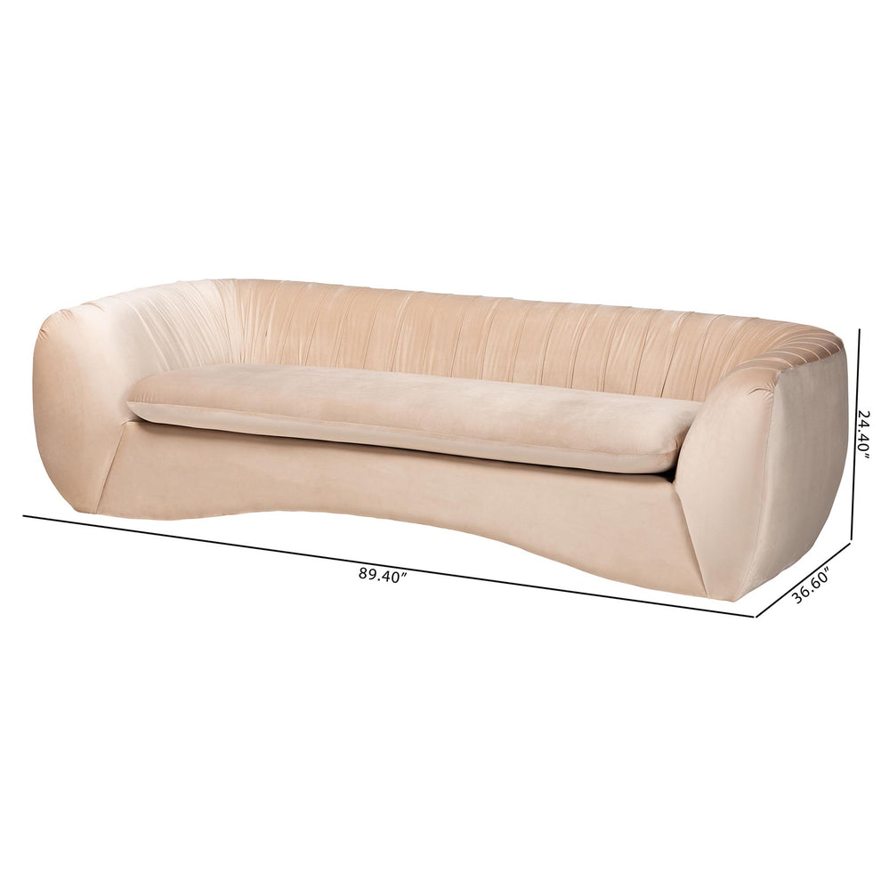 Baxton Studio Adanna Glam and Luxe Champagne Beige Velvet Fabric Sofa | Sofas | Modishstore - 3