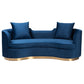 Baxton Studio Deserae Glam and Luxe Navy Blue Velvet and Brushed Gold Metal Sofa | Sofas | Modishstore - 3