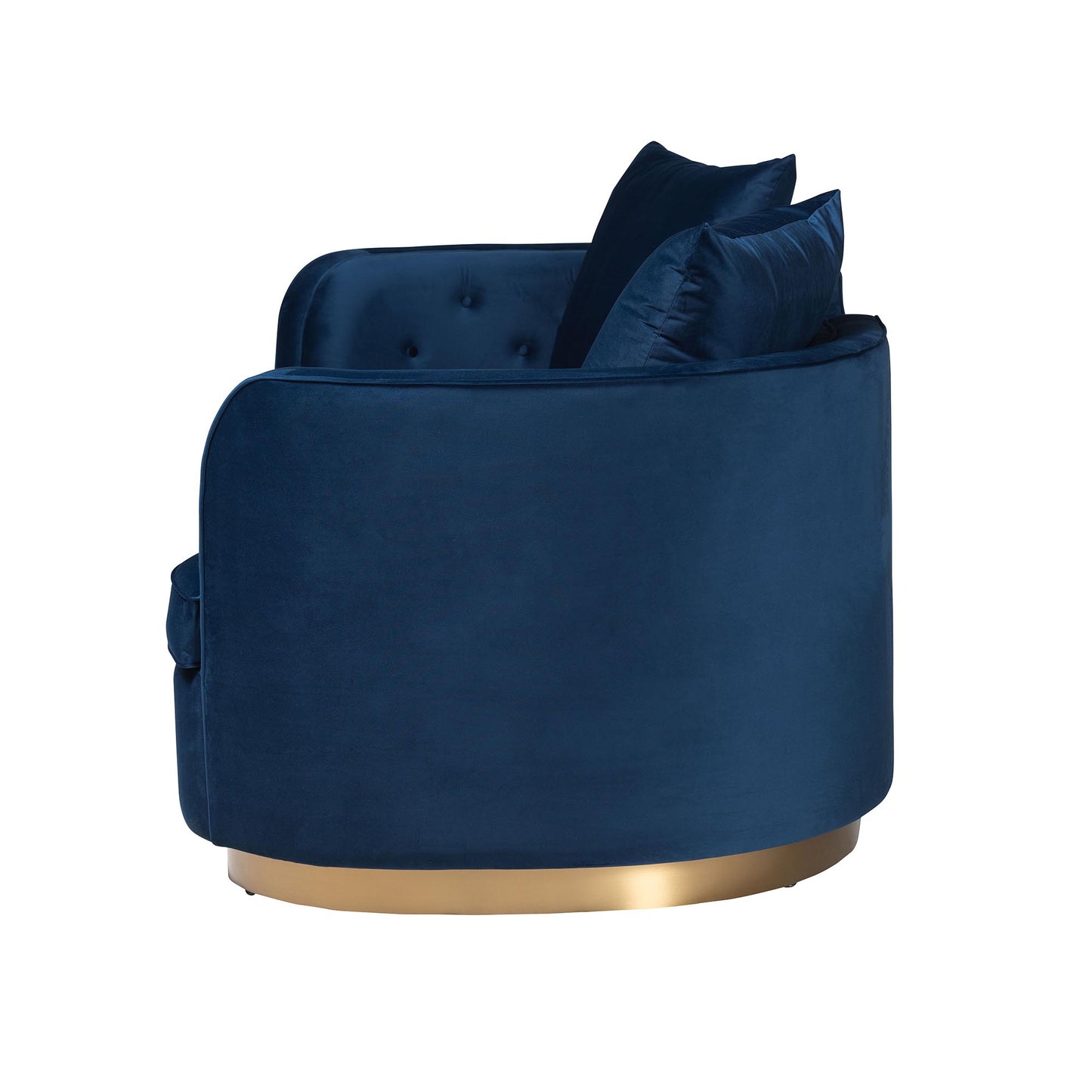 Baxton Studio Deserae Glam and Luxe Navy Blue Velvet and Brushed Gold Metal Sofa | Sofas | Modishstore - 4