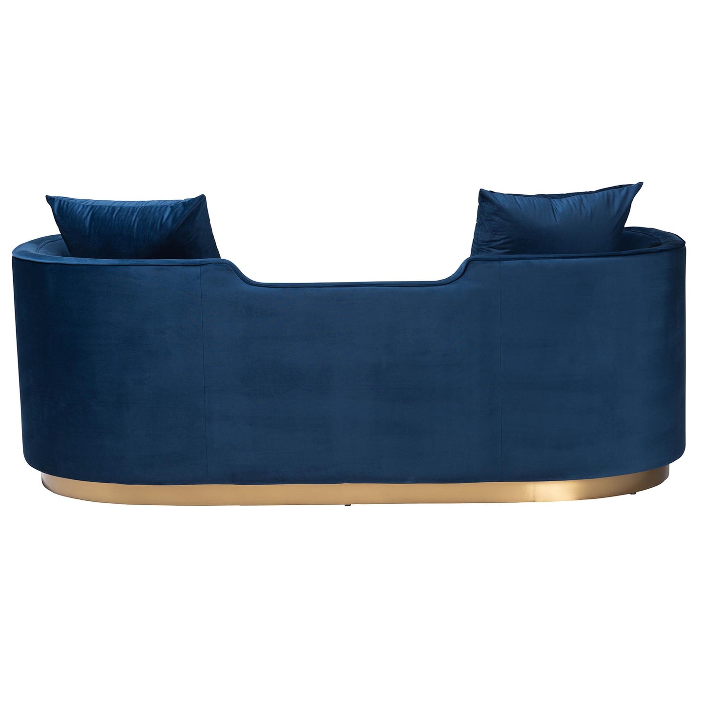 Baxton Studio Deserae Glam and Luxe Navy Blue Velvet and Brushed Gold Metal Sofa | Sofas | Modishstore - 5