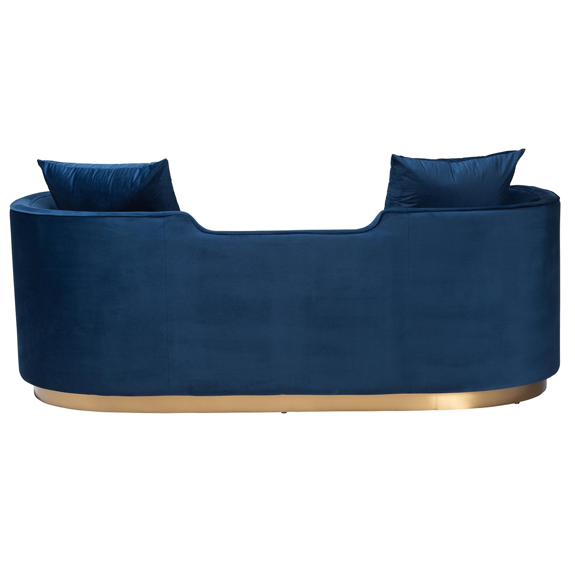 Baxton Studio Deserae Glam and Luxe Navy Blue Velvet and Brushed Gold Metal Sofa | Sofas | Modishstore - 5