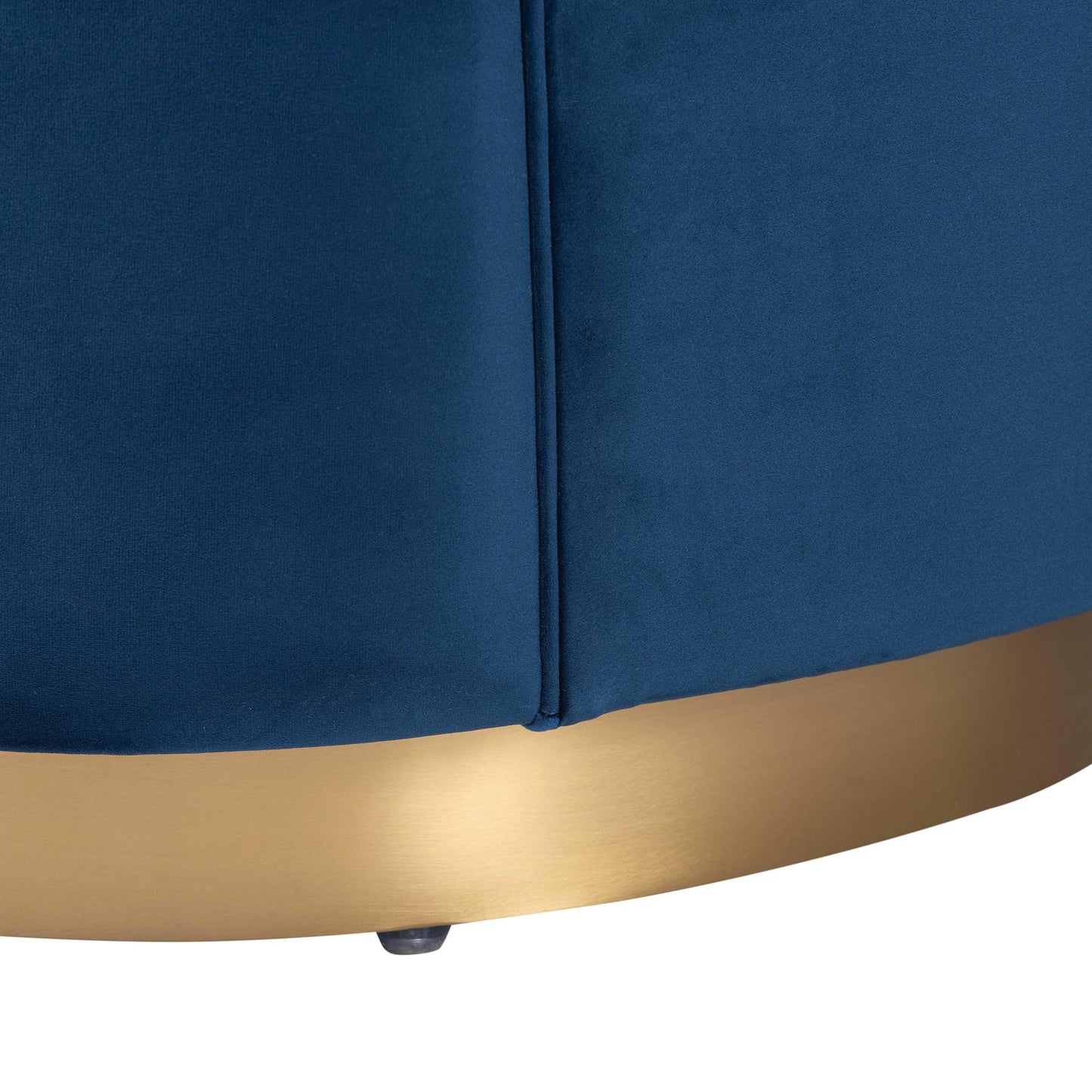 Baxton Studio Deserae Glam and Luxe Navy Blue Velvet and Brushed Gold Metal Sofa | Sofas | Modishstore - 7