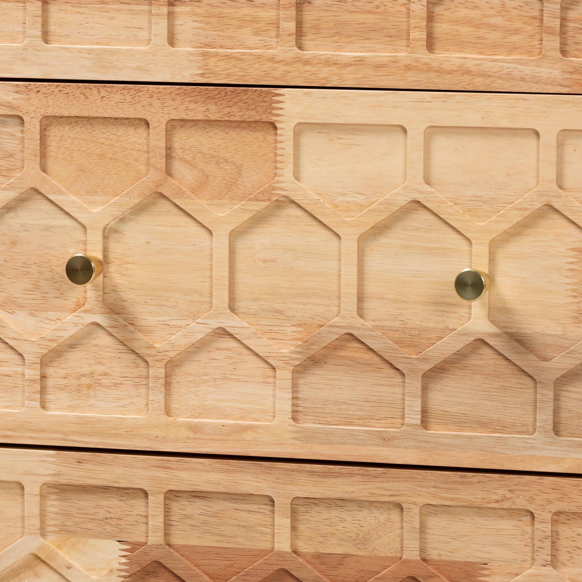 Baxton Studio Hosea Japandi Carved Honeycomb Natural 6-Drawer Dresser | Dressers | Modishstore - 8