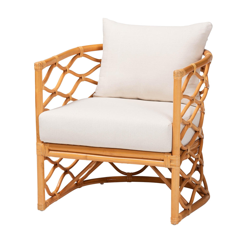 Baxton Studio bali & pari Acelynn Bohemian Light Honey Rattan Arm Chair | Armchairs | Modishstore - 4