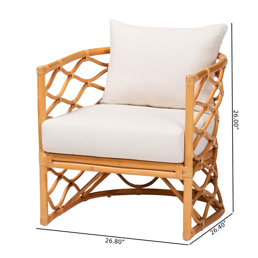 Baxton Studio bali & pari Acelynn Bohemian Light Honey Rattan Arm Chair | Armchairs | Modishstore - 3