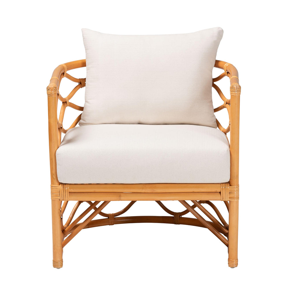 Baxton Studio bali & pari Acelynn Bohemian Light Honey Rattan Arm Chair | Armchairs | Modishstore - 5