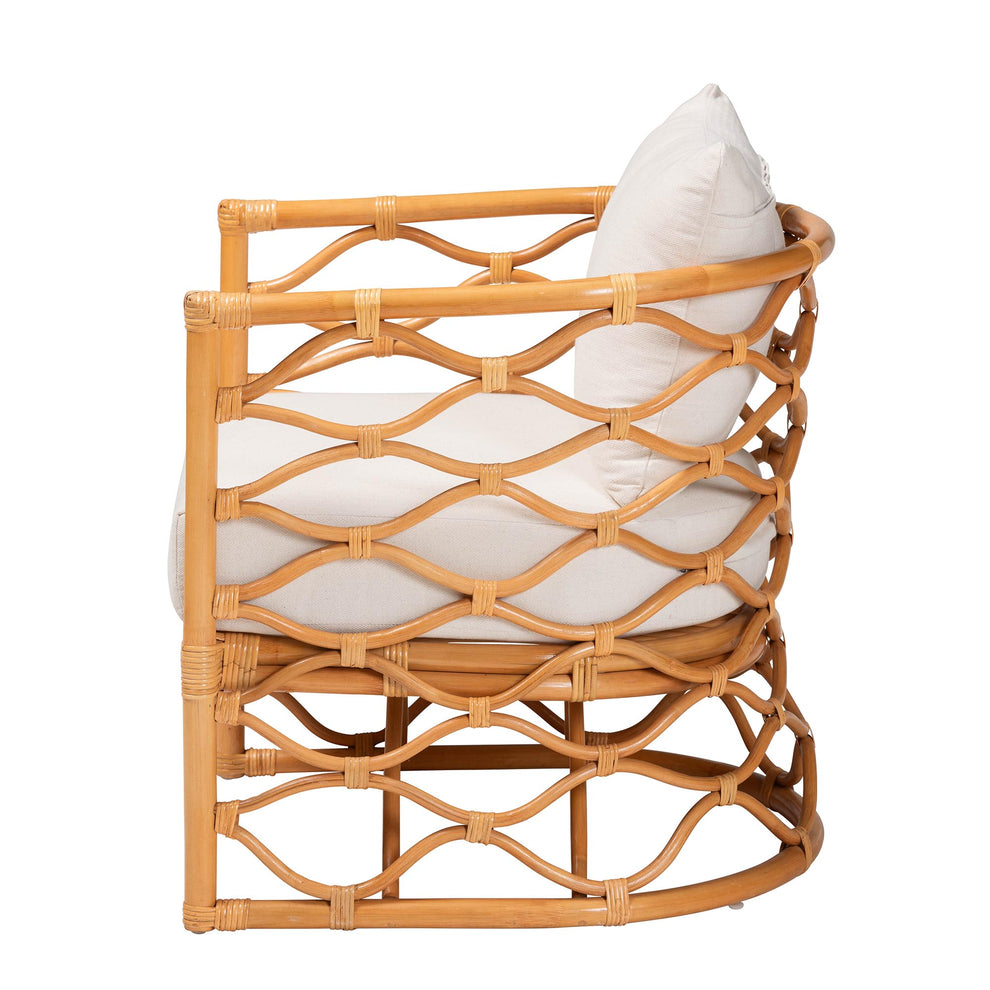 Baxton Studio bali & pari Acelynn Bohemian Light Honey Rattan Arm Chair | Armchairs | Modishstore - 6
