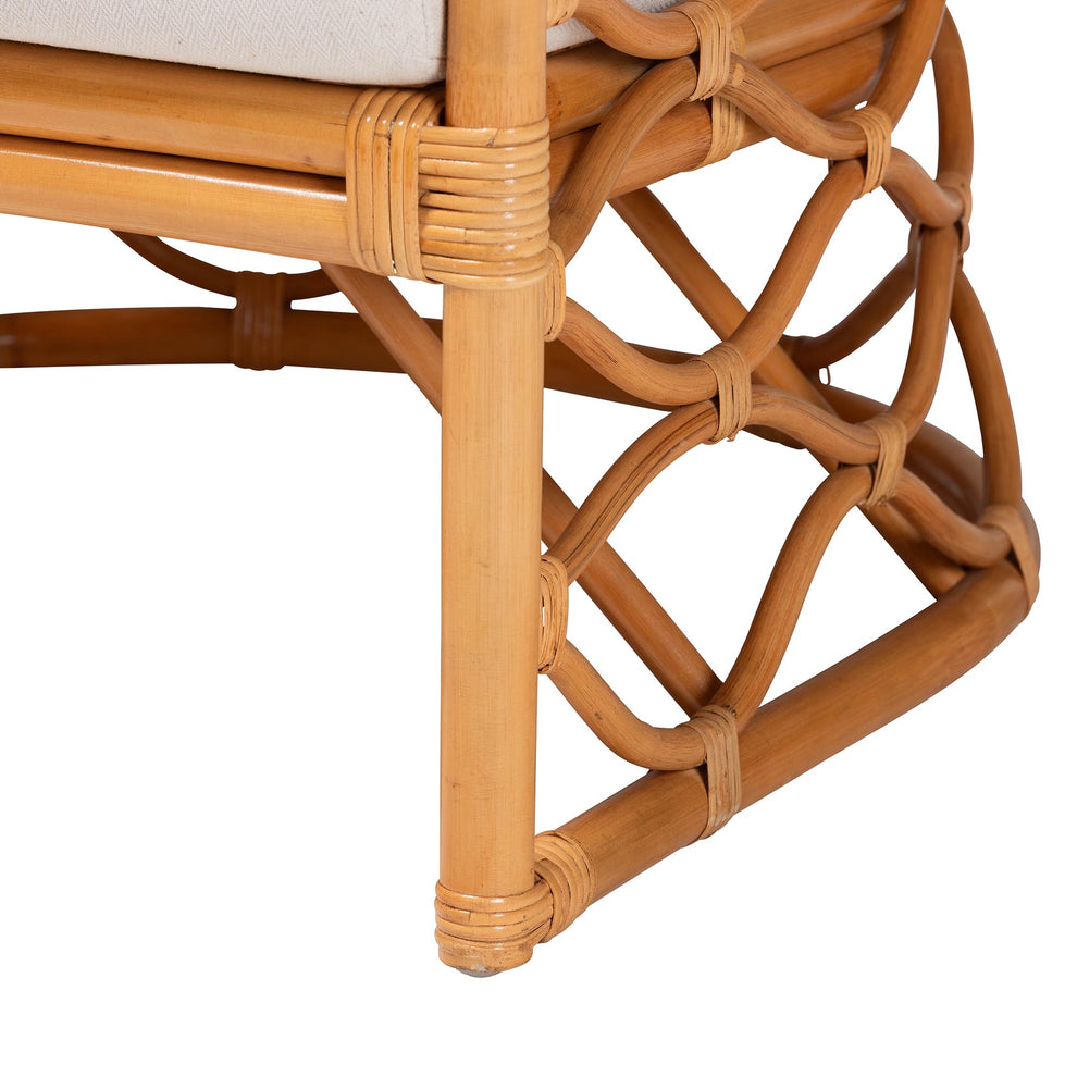 Baxton Studio bali & pari Acelynn Bohemian Light Honey Rattan Arm Chair | Armchairs | Modishstore - 9