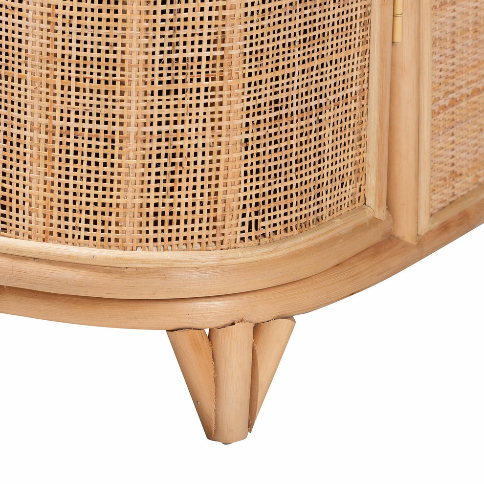 Baxton Studio bali & pari Yanka Bohemian Natural Rattan Storage Cabinet | Cabinets | Modishstore - 7