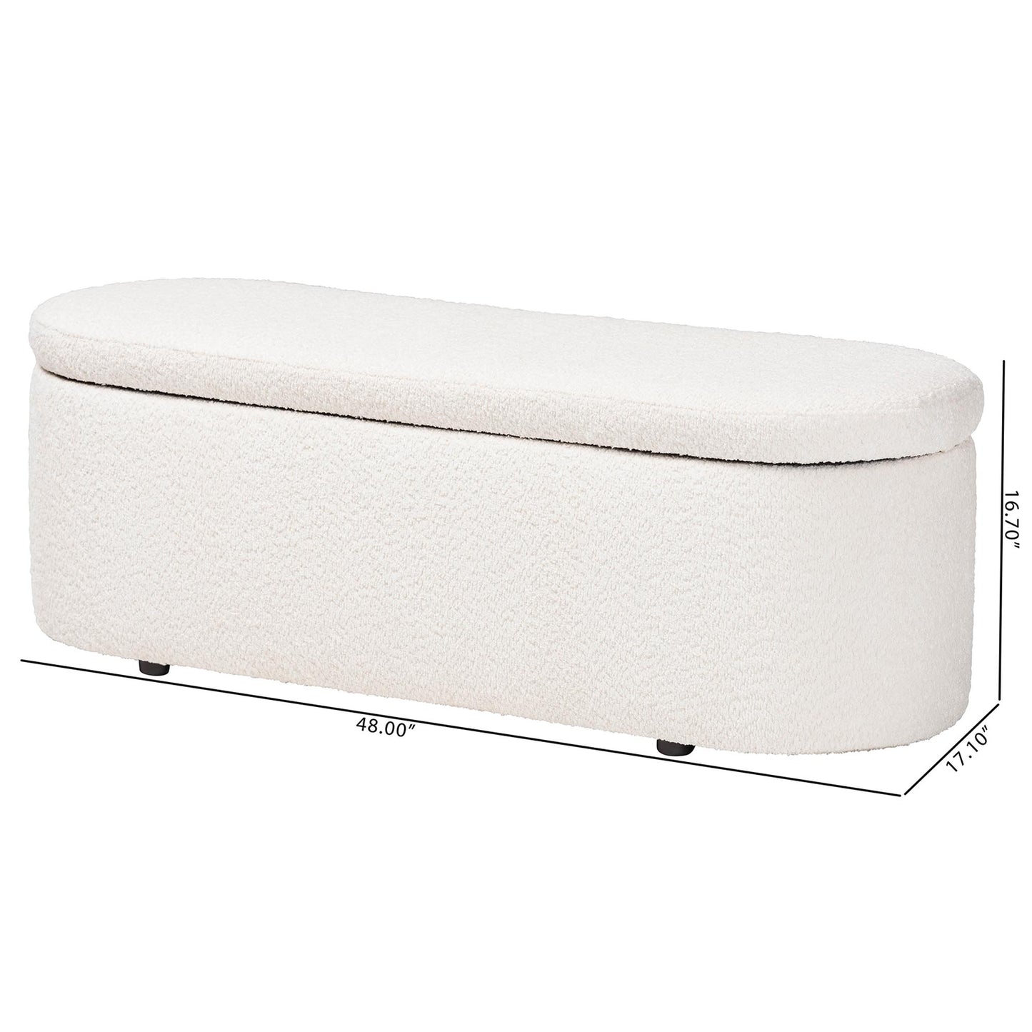Baxton Studio Lavina Modern White Teddy-Bear Fabric Storage Bench | Benches | Modishstore - 4