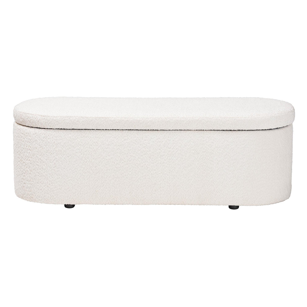 Baxton Studio Lavina Modern White Teddy-Bear Fabric Storage Bench | Benches | Modishstore - 7