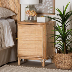 Baxton Studio bali & pari Kiara Bohemian Natural Rattan Nightstand