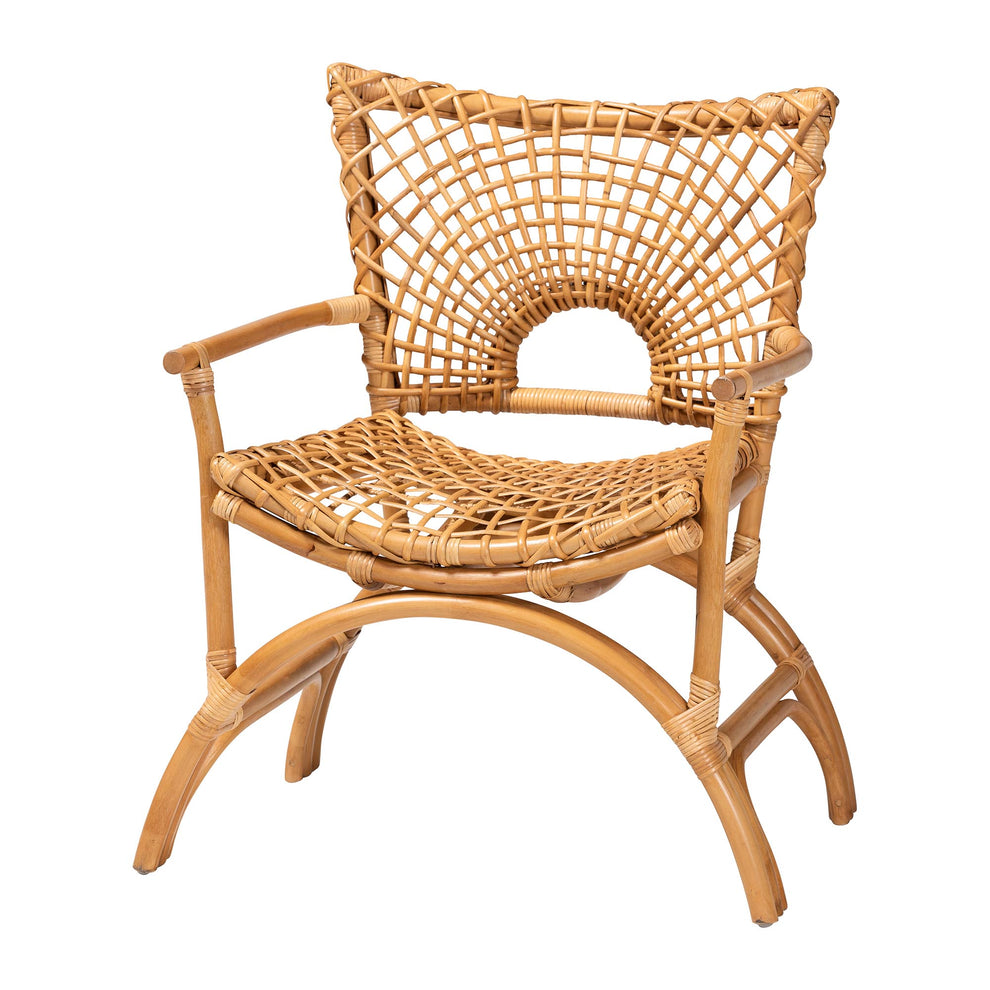 Baxton Studio bali & pari Mamba Bohemian Natural Rattan Arm Chair | Armchairs | Modishstore - 4