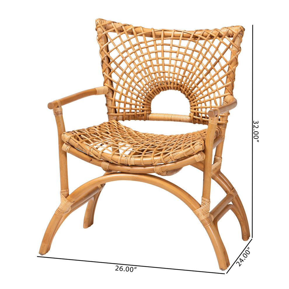 Baxton Studio bali & pari Mamba Bohemian Natural Rattan Arm Chair | Armchairs | Modishstore - 3
