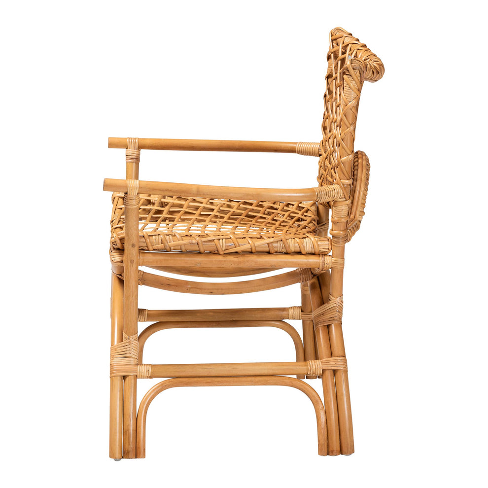 Baxton Studio bali & pari Mamba Bohemian Natural Rattan Arm Chair | Armchairs | Modishstore - 6
