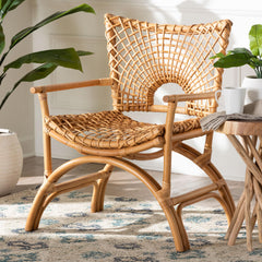 Baxton Studio bali & pari Mamba Bohemian Natural Rattan Arm Chair