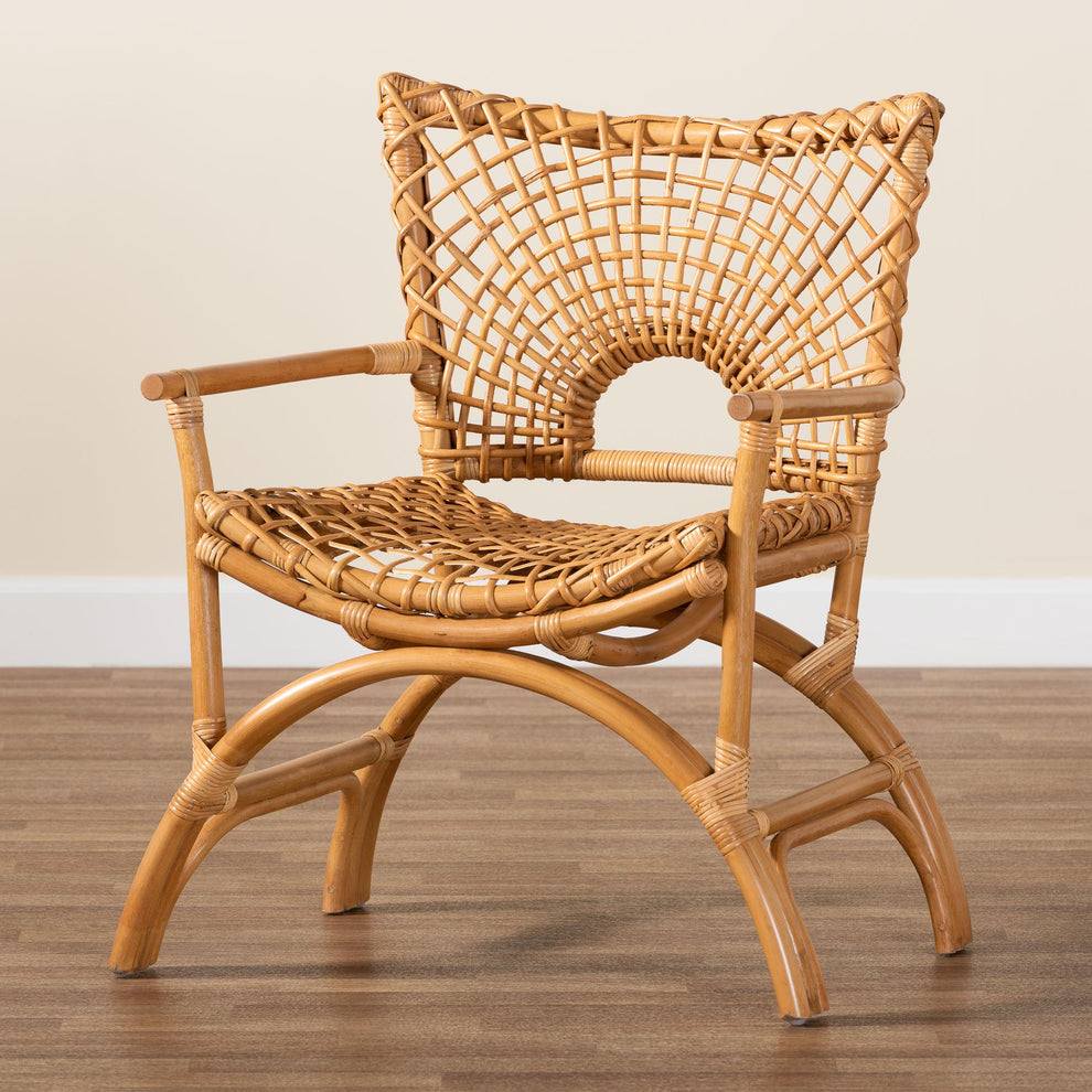 Baxton Studio bali & pari Mamba Bohemian Natural Rattan Arm Chair | Armchairs | Modishstore - 2