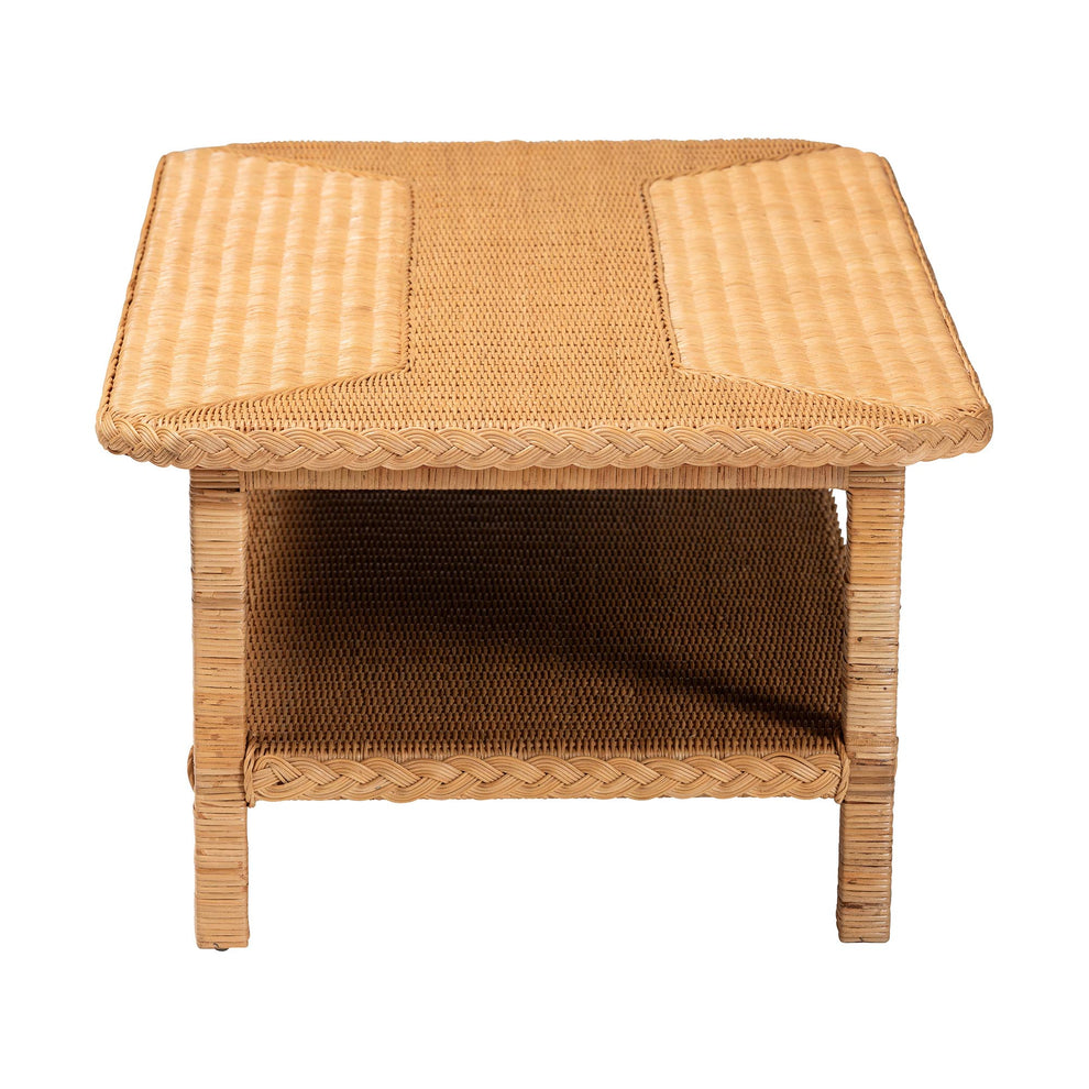Baxton Studio bali & pari Minahasa Bohemian Light Honey Braided Rattan Coffee Table | Coffee Tables | Modishstore - 5