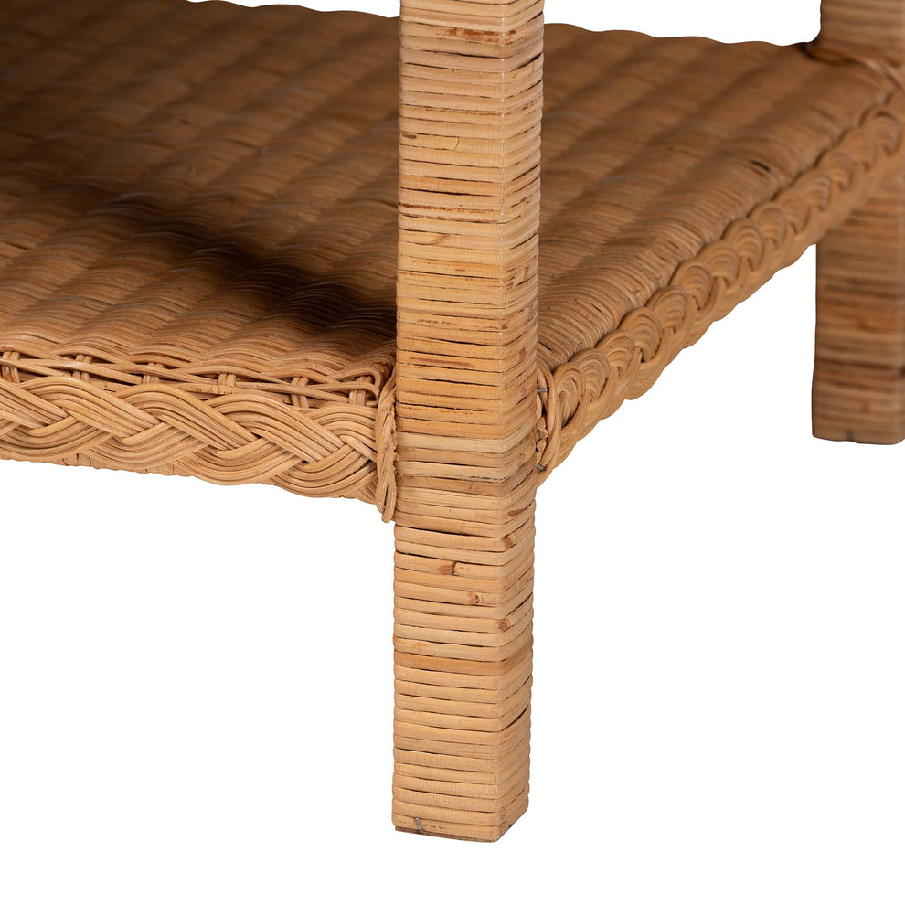 Baxton Studio bali & pari Minahasa Bohemian Light Honey Braided Rattan Coffee Table | Coffee Tables | Modishstore - 6