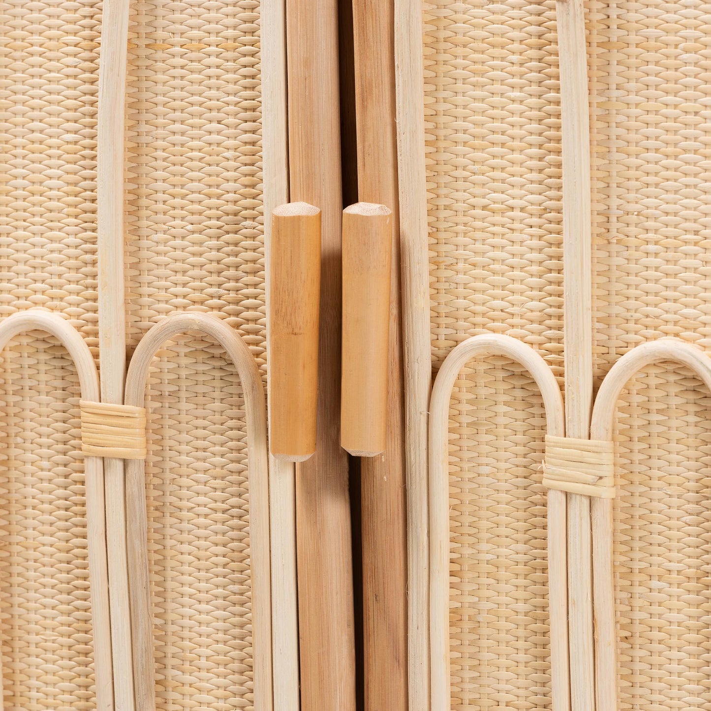 Baxton Studio bali & pari Gitano Bohemian Natural Rattan 2-Door Storage Cabinet | Cabinets | Modishstore - 8