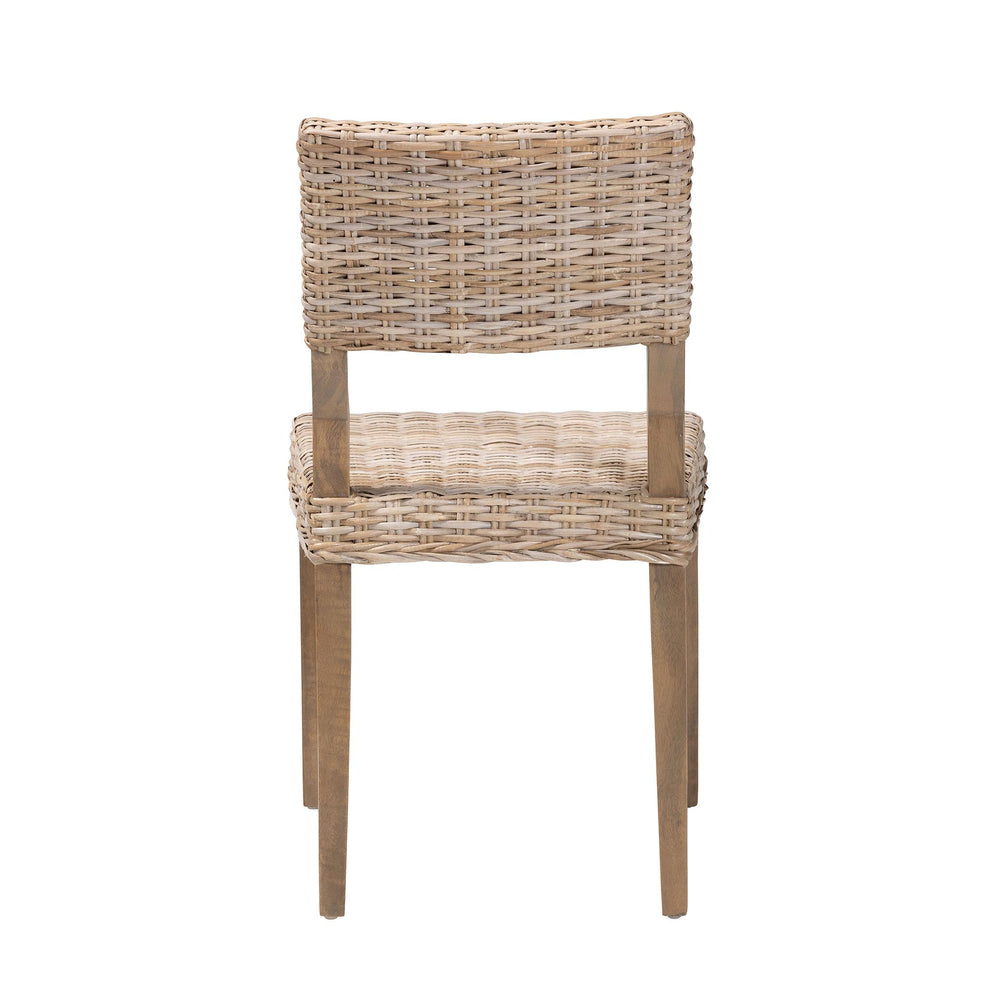 Baxton Studio bali & pari Barossa Bohemian Grey Kubu Rattan and Mahogany Wood Dining Chair | Dining Chairs | Modishstore - 7
