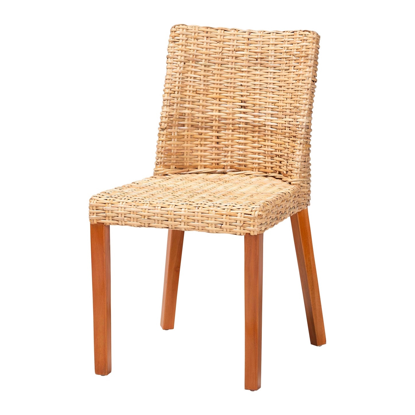 Baxton Studio bali & pari Rowen Bohemian Light Honey Kubu Rattan and Mahogany Wood Dining Chair | Dining Chairs | Modishstore - 2