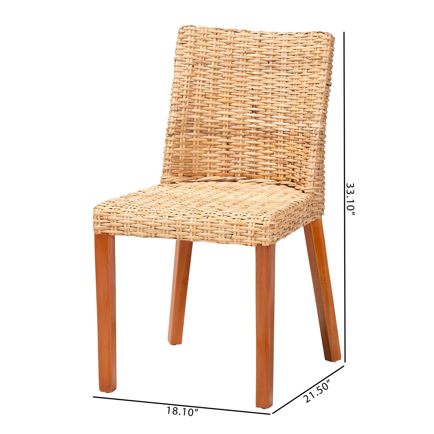 Baxton Studio bali & pari Rowen Bohemian Light Honey Kubu Rattan and Mahogany Wood Dining Chair | Dining Chairs | Modishstore - 10