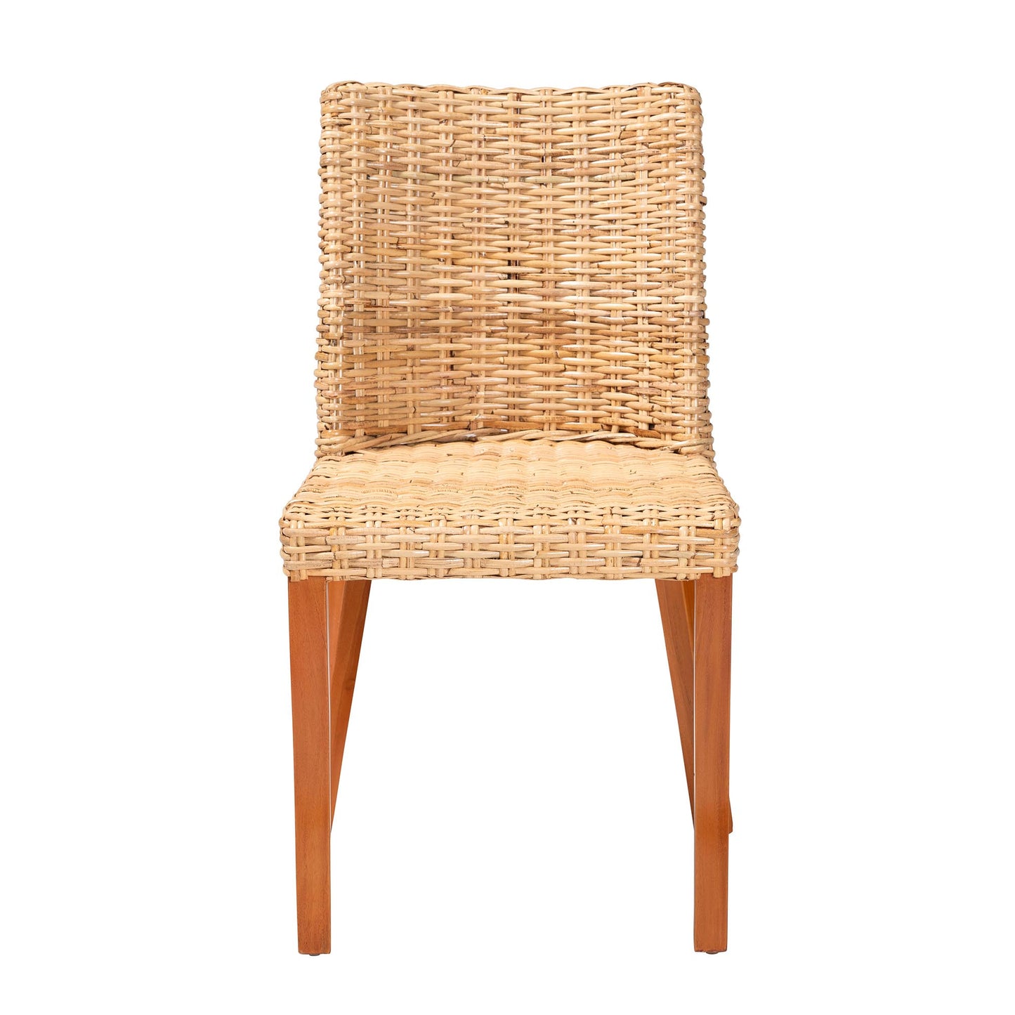 Baxton Studio bali & pari Rowen Bohemian Light Honey Kubu Rattan and Mahogany Wood Dining Chair | Dining Chairs | Modishstore - 3