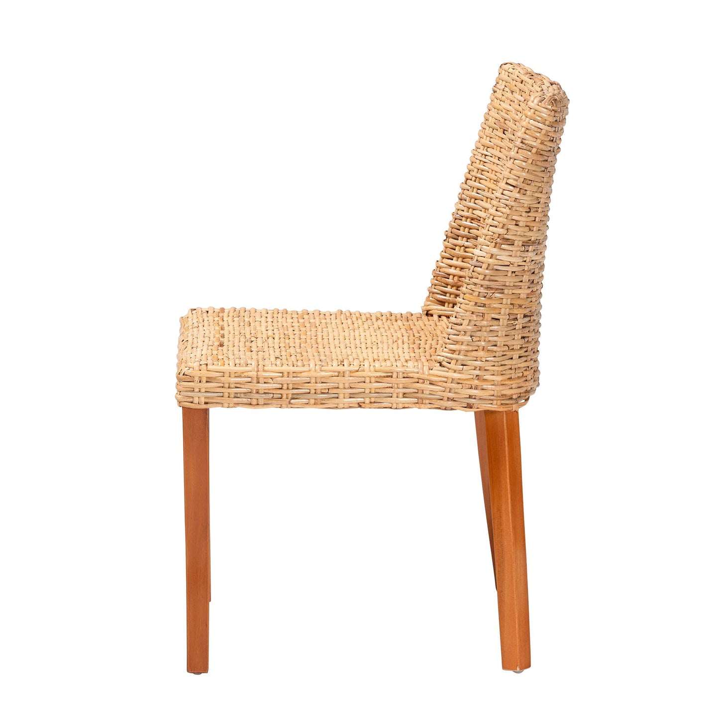 Baxton Studio bali & pari Rowen Bohemian Light Honey Kubu Rattan and Mahogany Wood Dining Chair | Dining Chairs | Modishstore - 4