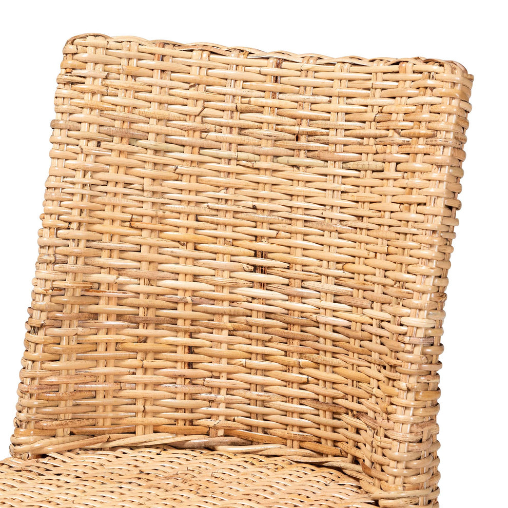 Baxton Studio bali & pari Rowen Bohemian Light Honey Kubu Rattan and Mahogany Wood Dining Chair | Dining Chairs | Modishstore - 6