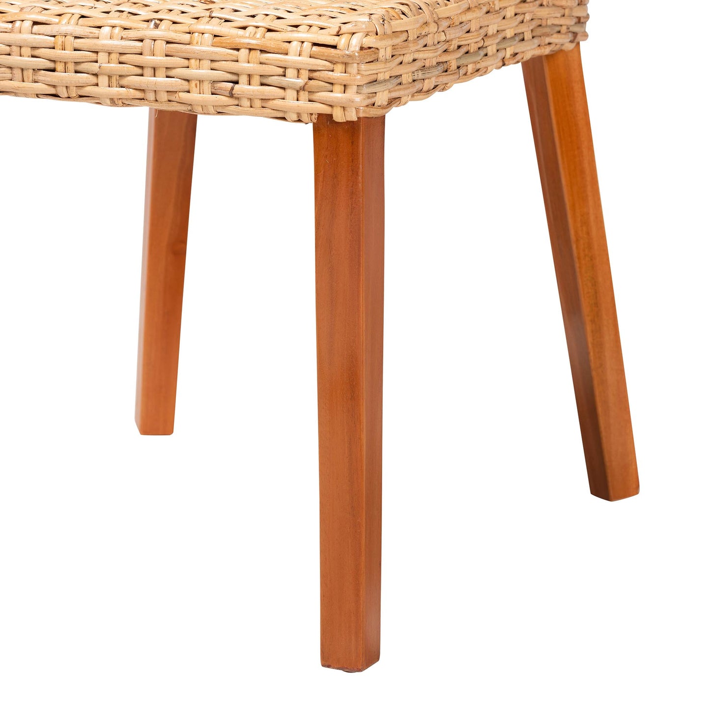 Baxton Studio bali & pari Rowen Bohemian Light Honey Kubu Rattan and Mahogany Wood Dining Chair | Dining Chairs | Modishstore - 7