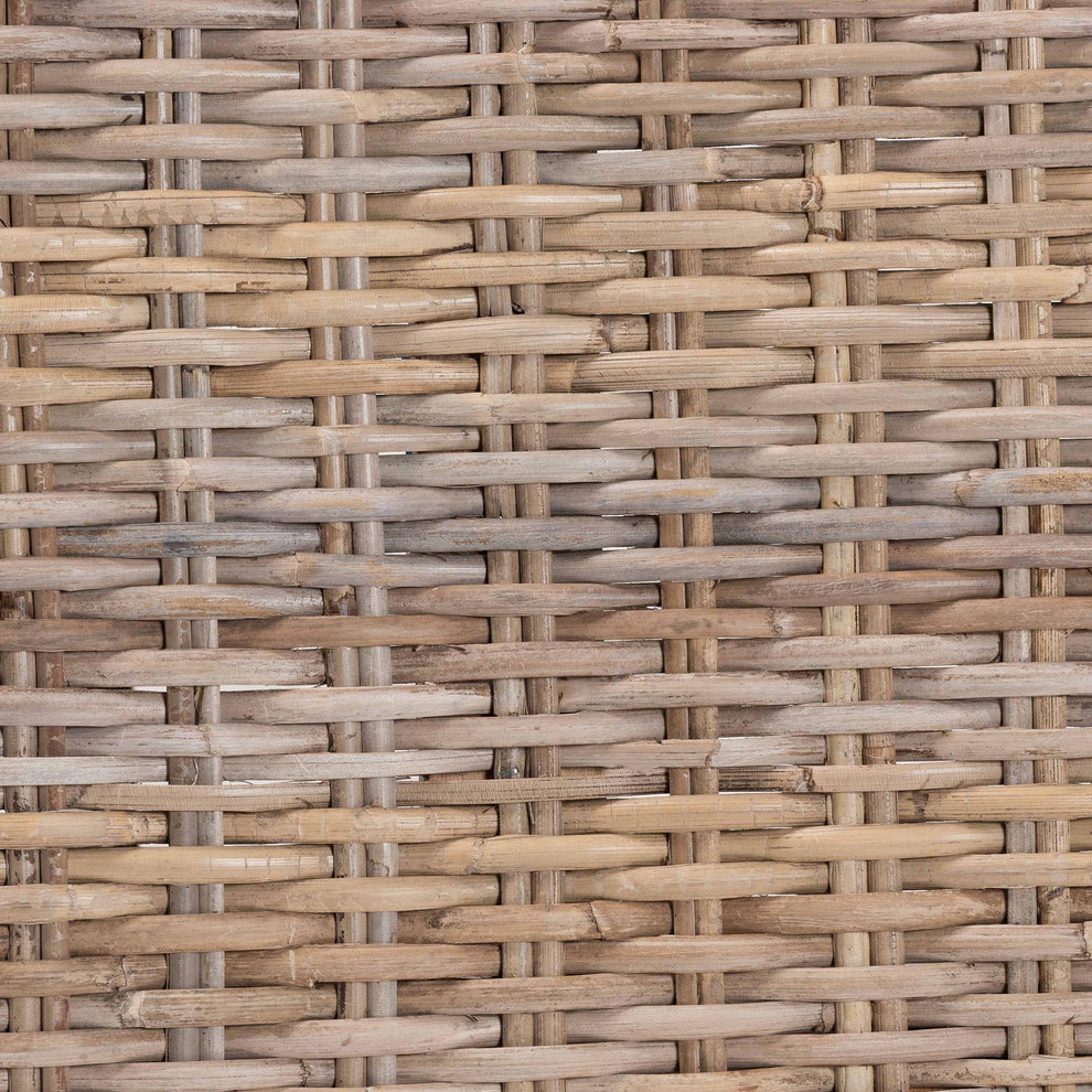Baxton Studio bali & pari Hayate Bohemian Grey Kubu Rattan and Mahogany Wood Ottoman Footstool | Ottomans | Modishstore - 6