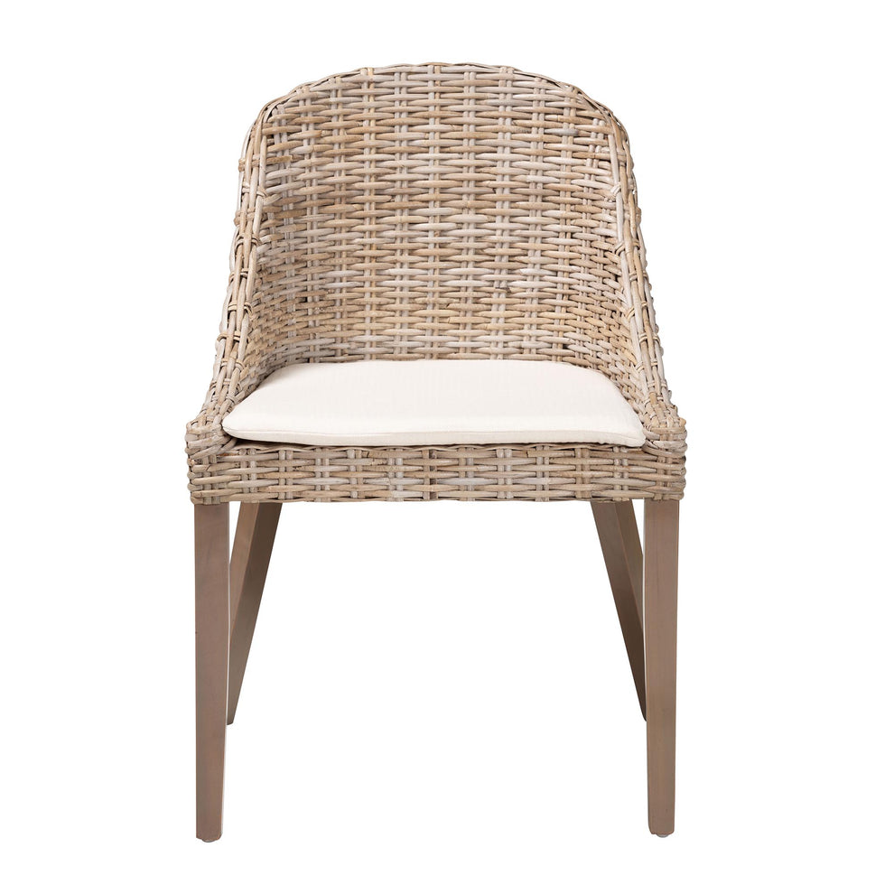 Baxton Studio bali & pari Lara Bohemian Grey Kubu Rattan and Mahogany Wood Dining Chair | Dining Chairs | Modishstore - 5