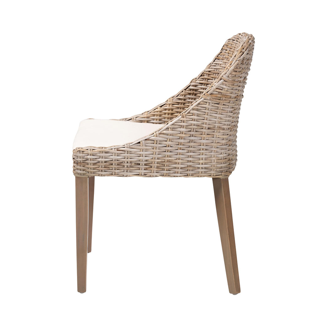 Baxton Studio bali & pari Lara Bohemian Grey Kubu Rattan and Mahogany Wood Dining Chair | Dining Chairs | Modishstore - 6