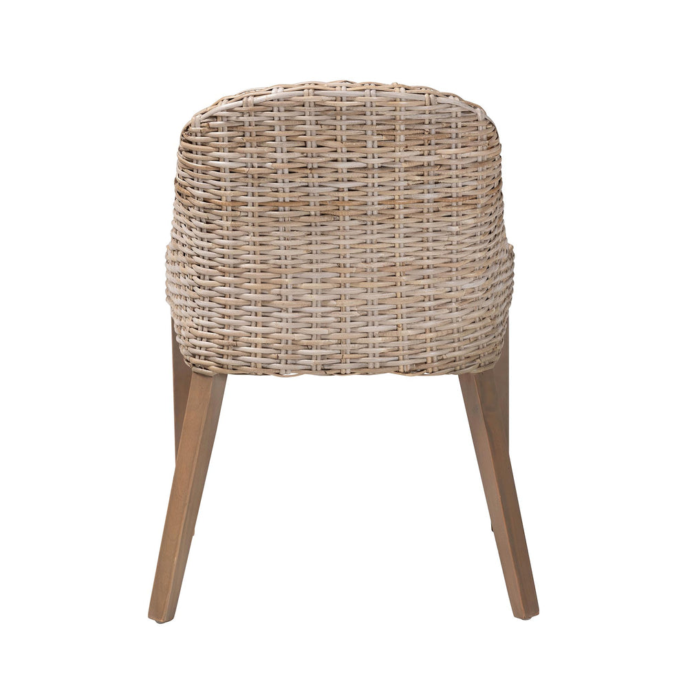 Baxton Studio bali & pari Lara Bohemian Grey Kubu Rattan and Mahogany Wood Dining Chair | Dining Chairs | Modishstore - 7
