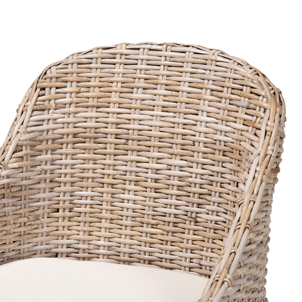 Baxton Studio bali & pari Lara Bohemian Grey Kubu Rattan and Mahogany Wood Dining Chair | Dining Chairs | Modishstore - 8