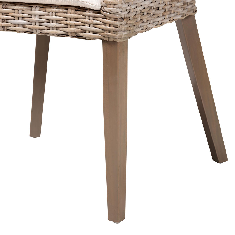 Baxton Studio bali & pari Lara Bohemian Grey Kubu Rattan and Mahogany Wood Dining Chair | Dining Chairs | Modishstore - 9