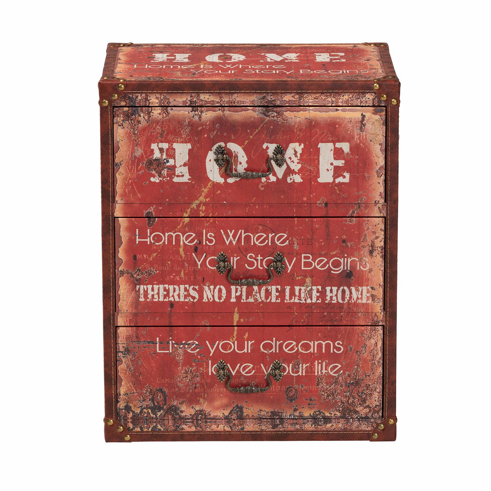 Baxton Studio Lorand Vintage Faux Leather and Wood 3-Drawer Storage Trunk | Cabinets | Modishstore - 6