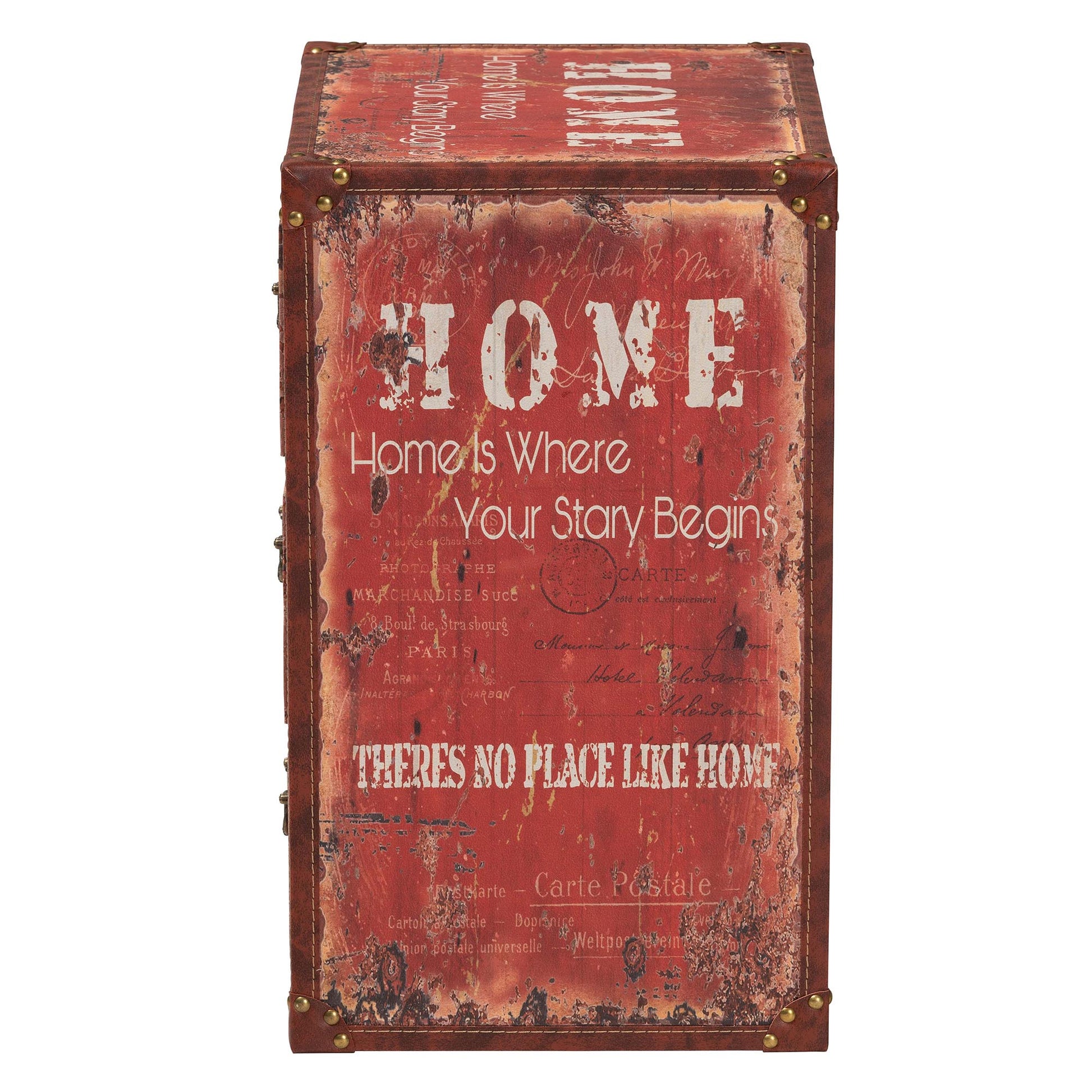 Baxton Studio Lorand Vintage Faux Leather and Wood 3-Drawer Storage Trunk | Cabinets | Modishstore - 7