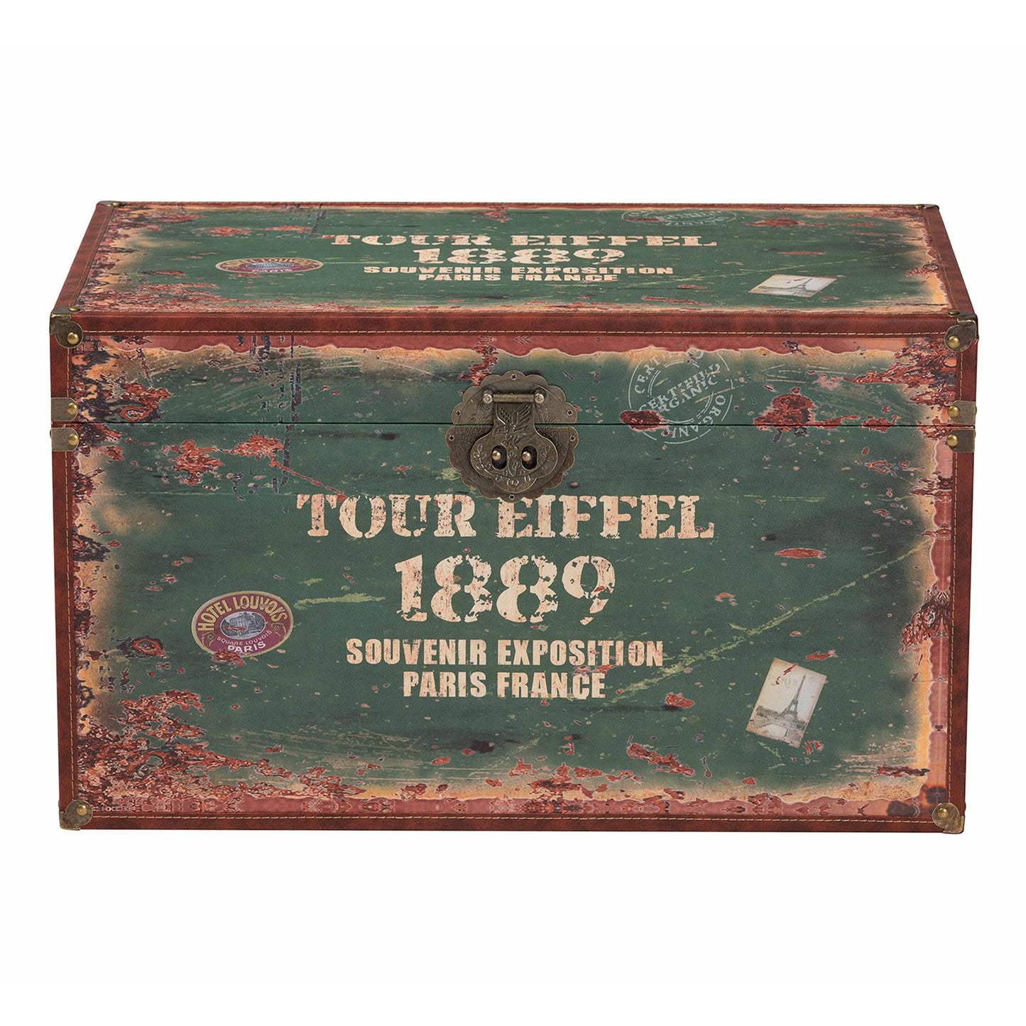 Baxton Studio Sabeen Vintage Parisian Faux Leather and Wood 2-Piece Storage Trunk Set | Cabinets | Modishstore - 8