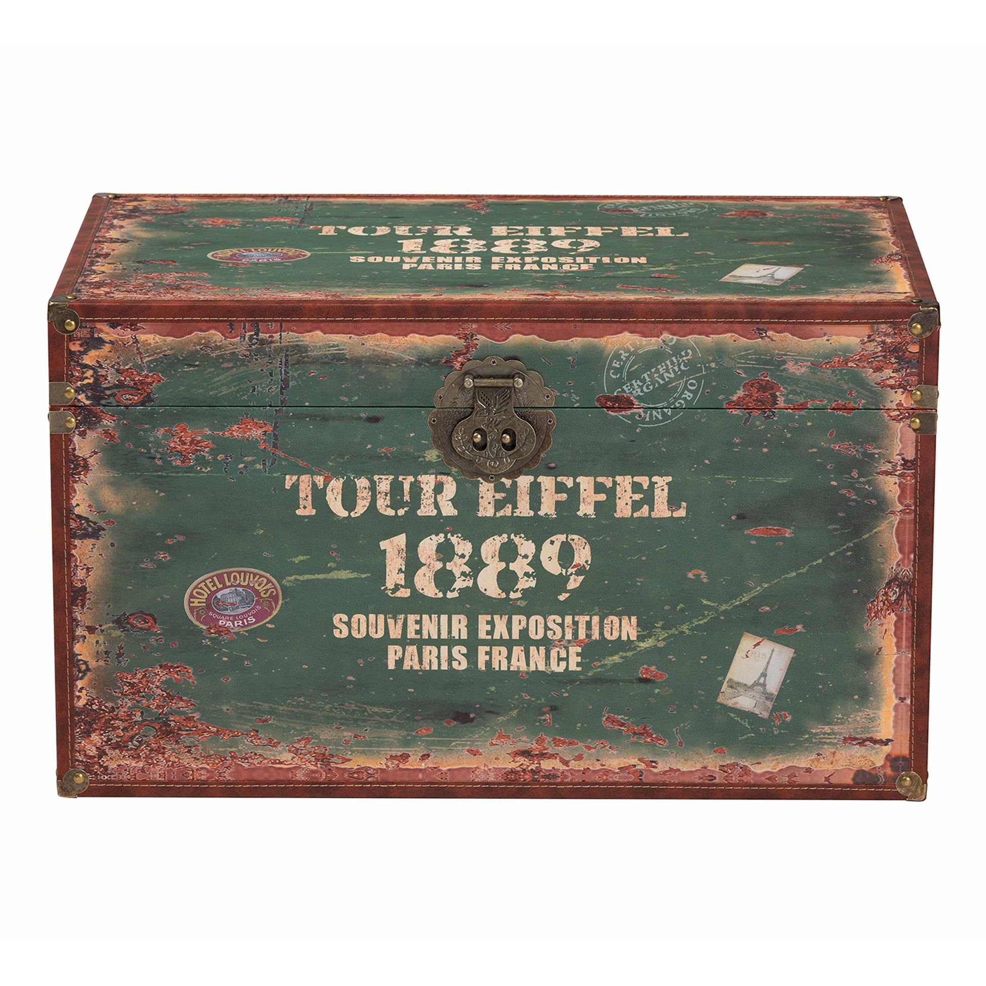 Baxton Studio Sabeen Vintage Parisian Faux Leather and Wood 2-Piece Storage Trunk Set | Cabinets | Modishstore - 8