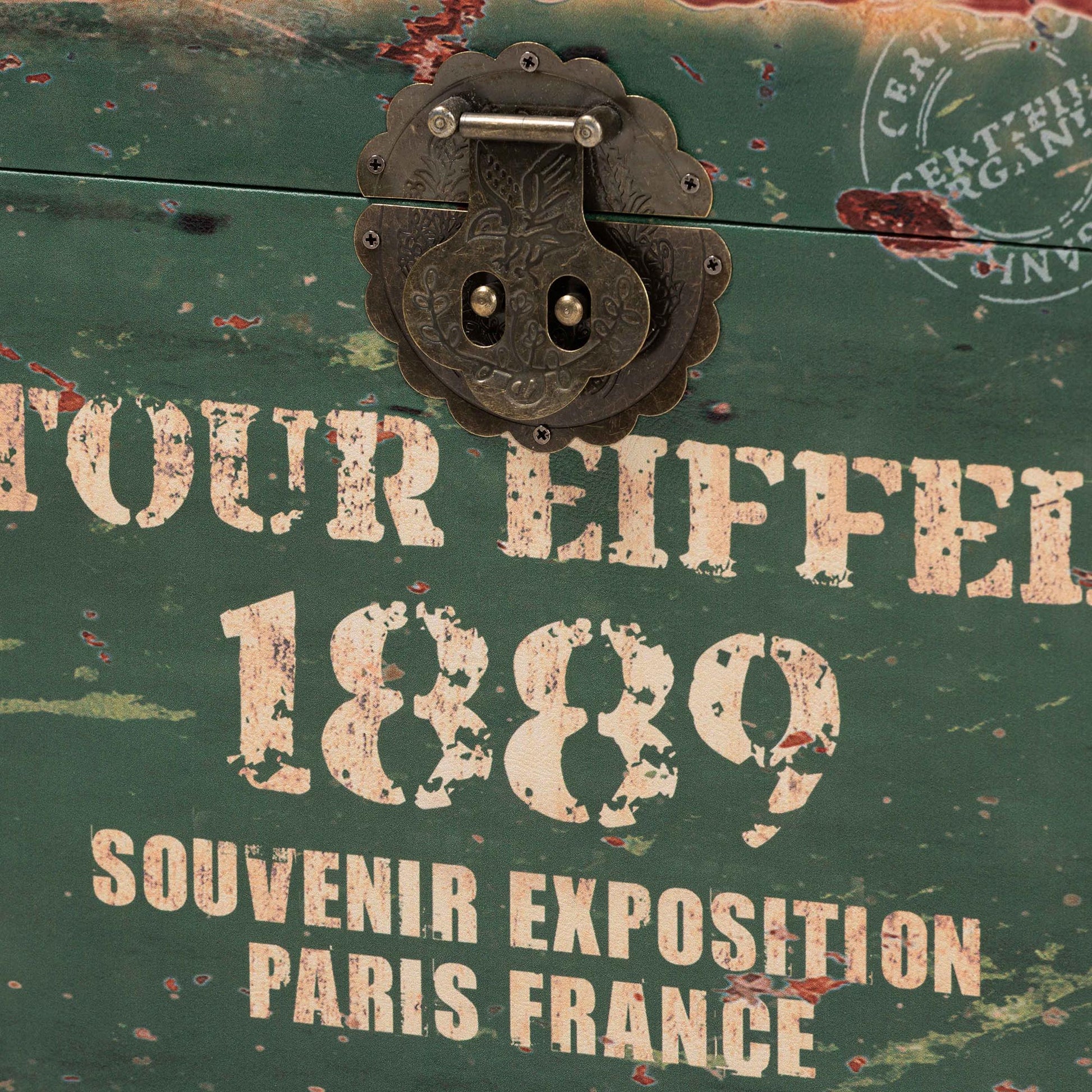 Baxton Studio Sabeen Vintage Parisian Faux Leather and Wood 2-Piece Storage Trunk Set | Cabinets | Modishstore - 11