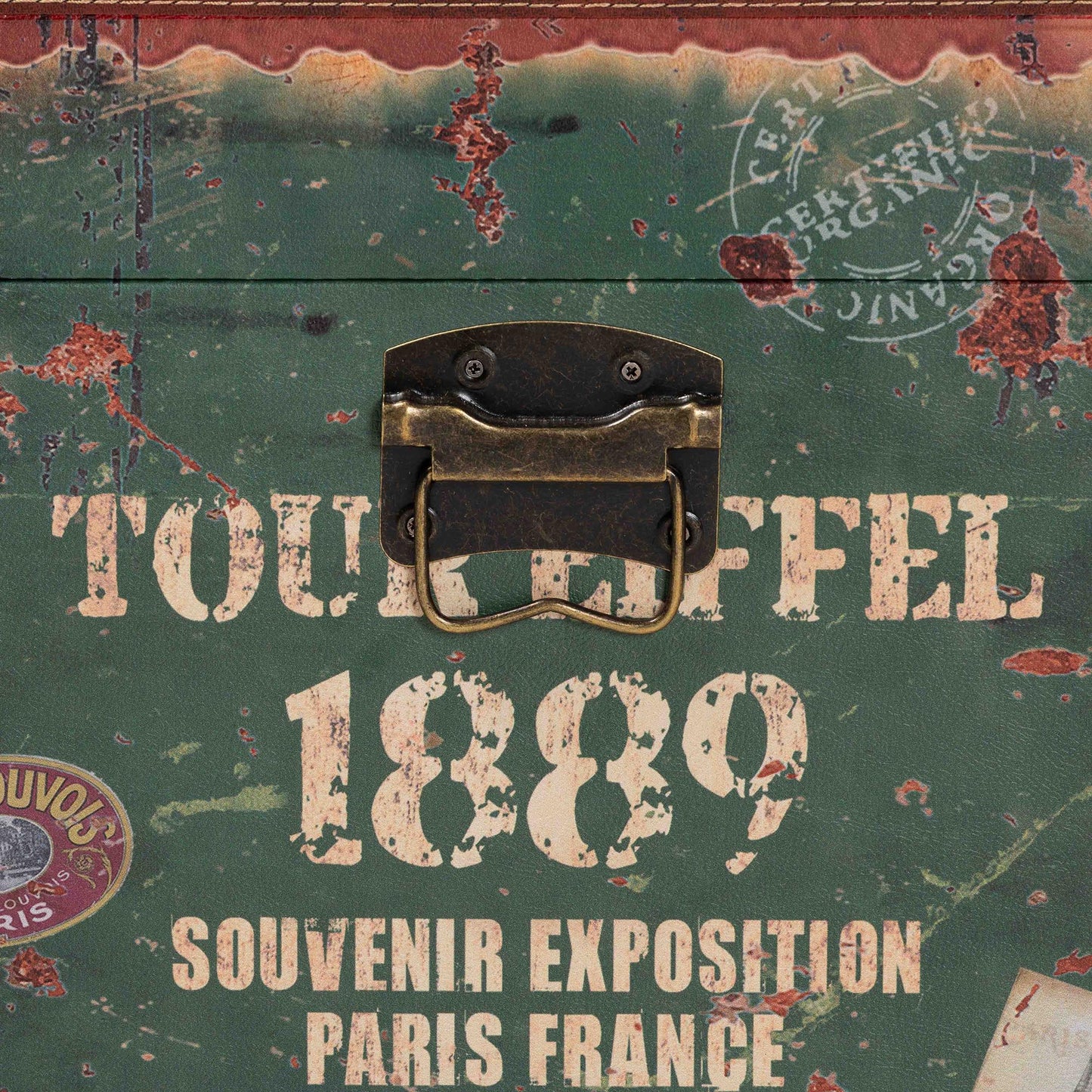 Baxton Studio Sabeen Vintage Parisian Faux Leather and Wood 2-Piece Storage Trunk Set | Cabinets | Modishstore - 2