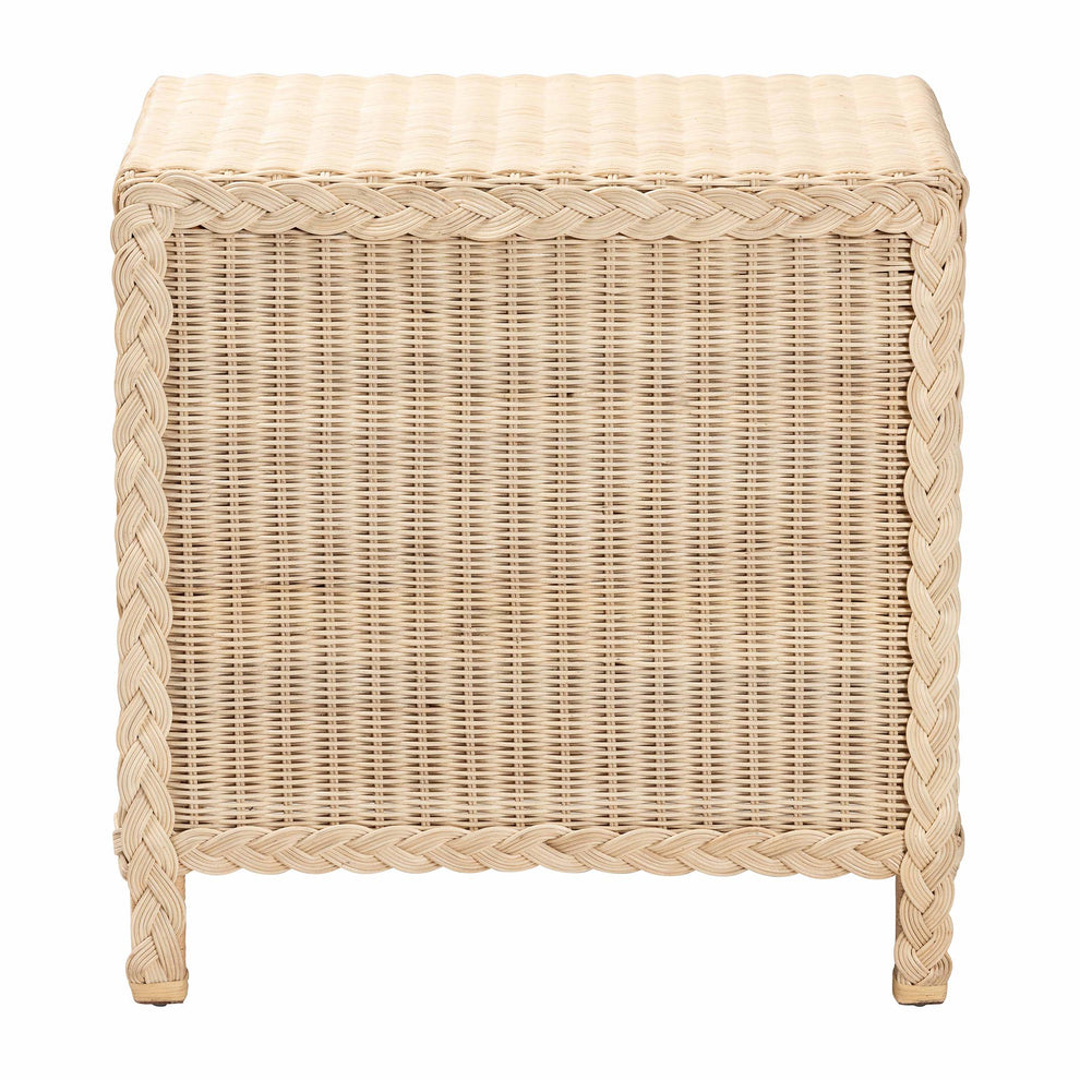 Baxton Studio bali & pari Lanica Japandi Sun Bleached Rattan 3-Drawer Nightstand | Nightstands | Modishstore - 9