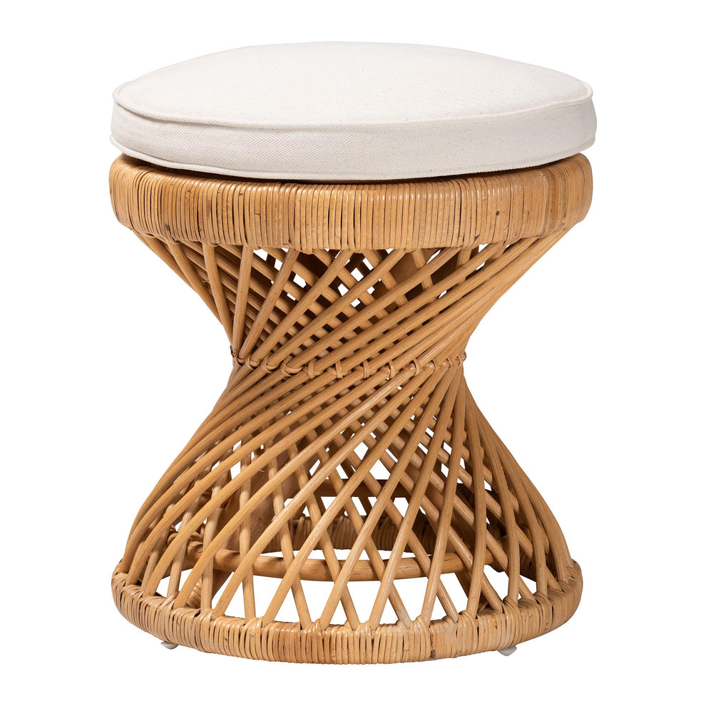 Baxton Studio bali & pari Borneo Bohemian Light Honey Rattan Footstool | Ottomans | Modishstore - 2