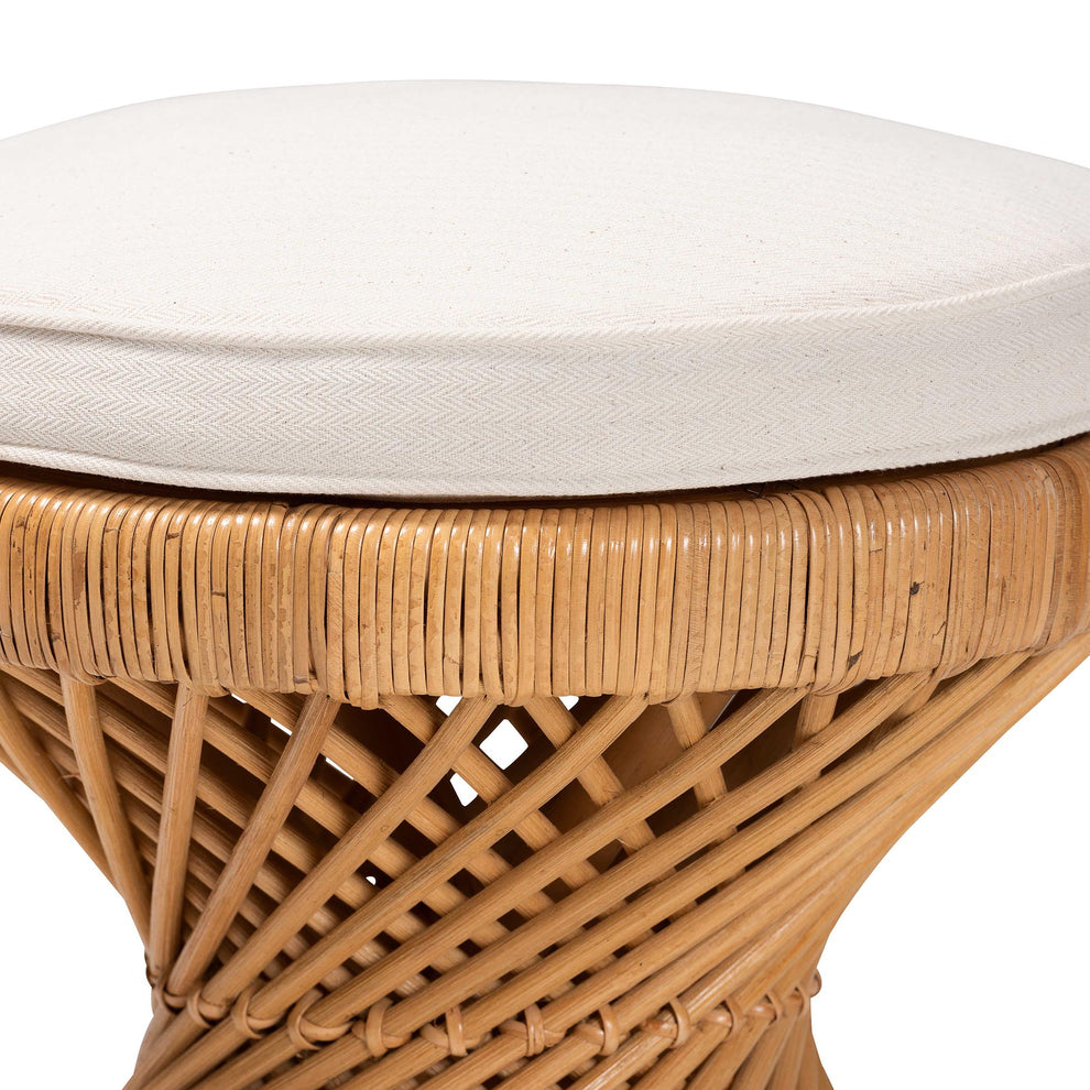 Baxton Studio bali & pari Borneo Bohemian Light Honey Rattan Footstool | Ottomans | Modishstore - 3