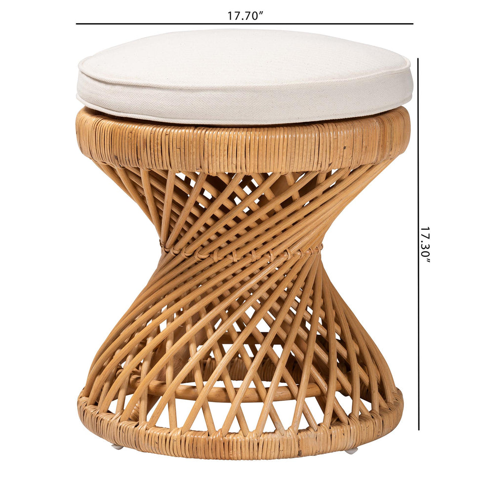 Baxton Studio bali & pari Borneo Bohemian Light Honey Rattan Footstool | Ottomans | Modishstore - 6