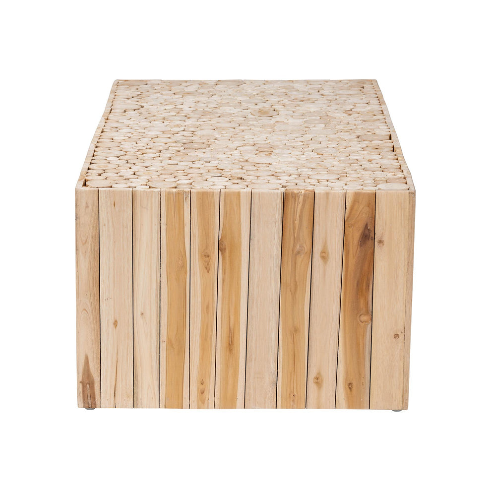 Baxton Studio bali & pari Grayson Bohemian Natural Teak Wood Coffee Table with Unique Repurposed Wood Logs | Coffee Tables | Modishstore - 6